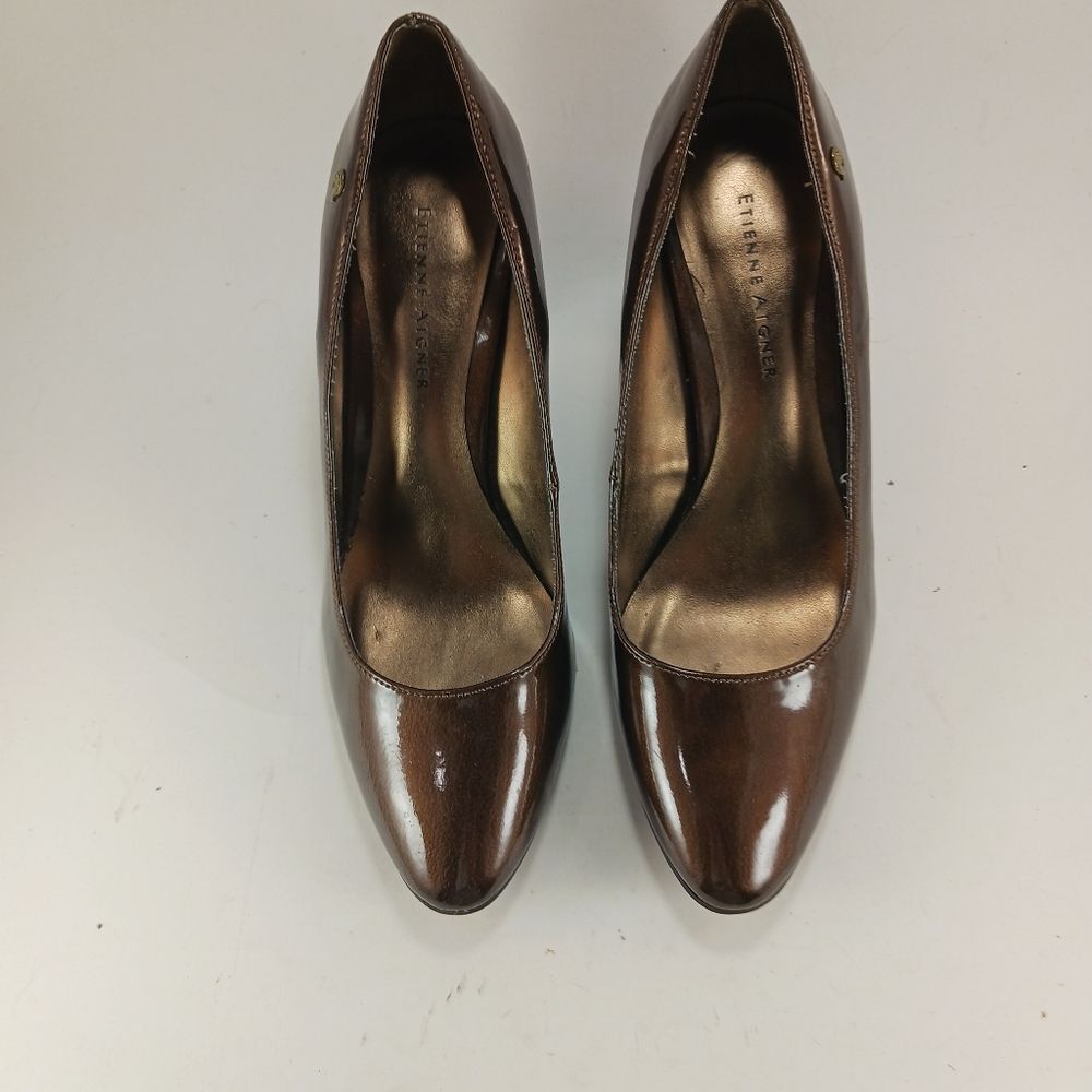 Etienne Aigner Womans Haven Pumps/ Heels Patent Brown Shimmer Size 7.5......... - Picture 7 of 12